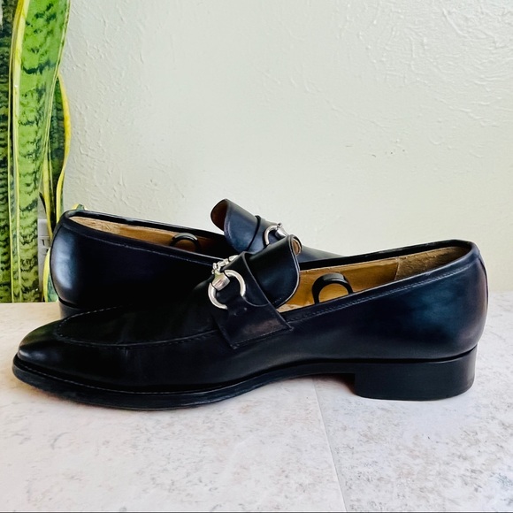 MAGNANNI Black Horse Bit Leather Loafers Dress Shoes Slip On 9 M - Picture 10 of 13